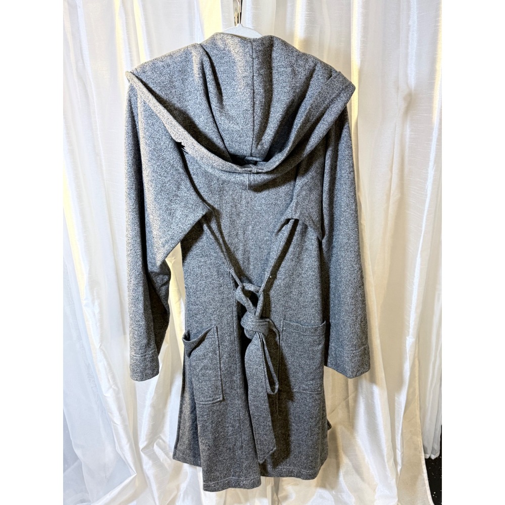 Roots Wrap Cardigan Robe S/M Grey Salt and Pepper Hooded Belted Fleece Robe - Picture 4 of 4
